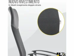 Silla de Oficina Ergonómica Giratoria con Reposabrazos, Ejecutiva, - ZIK