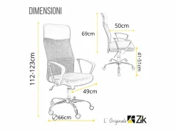 Silla de Oficina Ergonómica Giratoria con Reposabrazos, Ejecutiva, - ZIK