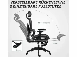 Silla de oficina ergonómica con soporte lumbar, reposacabezas, reposabrazos, tejido de malla, color (66x64x122 cm) Silla De Escritorio