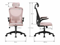 ML-DESIGN Silla de oficina ergonomica, asiento ordenador regulable con reposacabezas