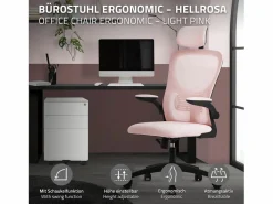 ML-DESIGN Silla de oficina ergonomica, asiento ordenador regulable con reposacabezas