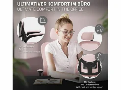 ML-DESIGN Silla de oficina ergonomica, asiento ordenador regulable con reposacabezas