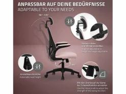 ML-DESIGN Silla de oficina ergonomica, asiento ordenador regulable con reposacabezas
