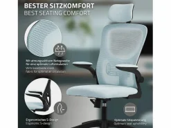Best ML-DESIGN Silla de oficina ergonomica, asiento ordenador regulable con reposacabezas Azul