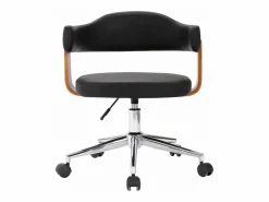 Hot Silla de oficina giratoria madera curvada cuero sintético ES18554 Negro