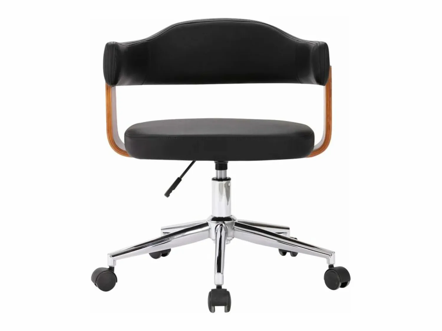 Hot Silla de oficina giratoria madera curvada cuero sintético ES18554 Negro