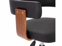 Hot Silla de oficina giratoria madera curvada cuero sintético ES18554 Negro