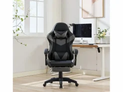 Hauss Spole Silla de oficina giratoria con función de masaje en piel sintética - Altura regulable - Negro y