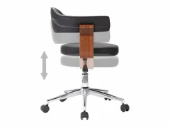 Clicnbuy Silla de oficina giratoria madera curvada cuero sintético