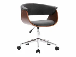 Silla de oficina giratoria de madera curvada y tela ES29747