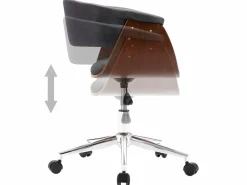 Silla de oficina giratoria de madera curvada y tela ES29747