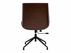 Hot Silla de oficina giratoria de diseño 360° negra, madera oscura nogal y metal CURVED Silla De Escritorio
