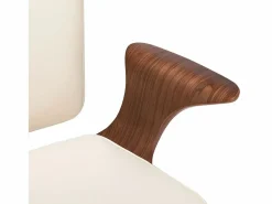 Clicnbuy Silla de oficina giratoria cuero sintético madera curva