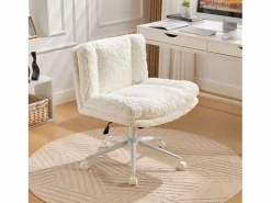 Outlet Hauss Spole Silla de oficina giratoria de tela morada con doble cojín - Altura regulable Crema