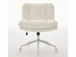 Outlet Hauss Spole Silla de oficina giratoria de tela morada con doble cojín - Altura regulable Crema