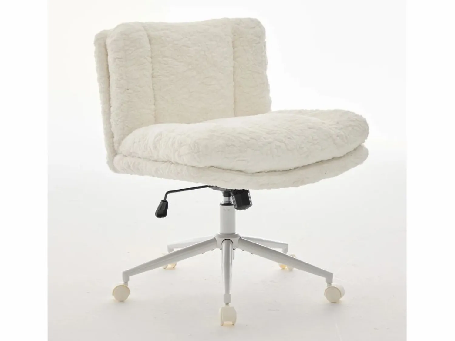 Outlet Hauss Spole Silla de oficina giratoria de tela morada con doble cojín - Altura regulable Crema