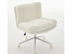 Outlet Hauss Spole Silla de oficina giratoria de tela morada con doble cojín - Altura regulable Crema