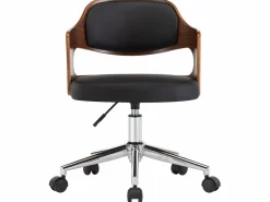 Silla de oficina giratoria madera curvada cuero sintético ES476282