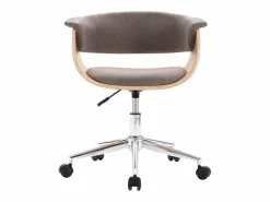 Online Silla de oficina giratoria de madera curvada y tela gris taupe ES106776 Silla De Escritorio