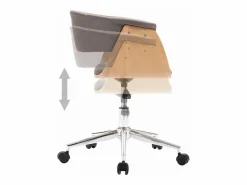 Online Silla de oficina giratoria de madera curvada y tela gris taupe ES106776 Silla De Escritorio