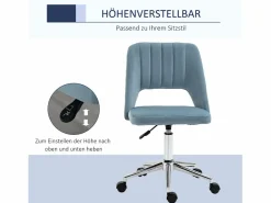 Silla de oficina giratoria, altura regulable, terciopelo , ergonómica (49x60x91 cm)