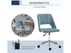 Silla de oficina giratoria, altura regulable, terciopelo , ergonómica (49x60x91 cm)