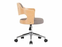 Best Silla de oficina giratoria de madera curvada y tela gris taupe ES328403 Silla De Oficina