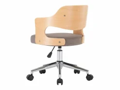 Best Silla de oficina giratoria de madera curvada y tela gris taupe ES328403 Silla De Oficina