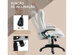 Vinsetto Silla de oficina Kleta con masaje + calefacción 107-116x67x74 cm