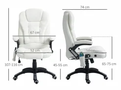 Vinsetto Silla de oficina Kleta con masaje + calefacción 107-116x67x74 cm