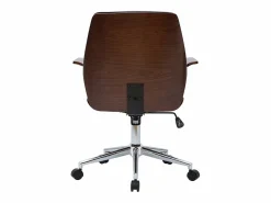 Miliboo Silla de oficina moderna negra con madera oscura RUFIN