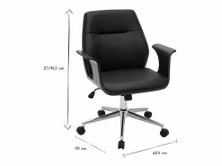 Miliboo Silla de oficina moderna negra con madera oscura RUFIN