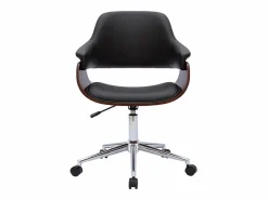 Miliboo Silla de oficina moderna negra con madera oscura HANSEN