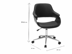 Miliboo Silla de oficina moderna negra con madera oscura HANSEN