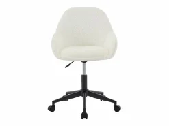 Vente-unique Silla de oficina NAODY de tela bouclé en blanco , altura ajustable