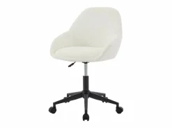 Vente-unique Silla de oficina NAODY de tela bouclé en blanco , altura ajustable