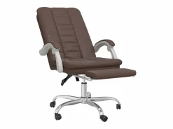 Silla de oficina reclinable cuero sintético marrón Silla De Oficina