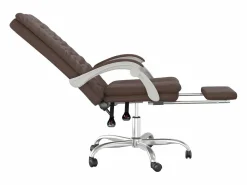 Silla de oficina reclinable cuero sintético marrón Silla De Oficina