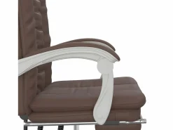 Silla de oficina reclinable cuero sintético marrón Silla De Oficina