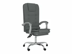 Clicnbuy Silla de oficina reclinable con masaje de tela oscuro