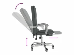 Clicnbuy Silla de oficina reclinable con masaje de tela oscuro