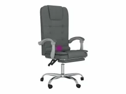 Clicnbuy Silla de oficina reclinable con masaje de tela oscuro