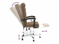 Discount Clicnbuy Silla de oficina reclinable de tela marrón Marru00f3n