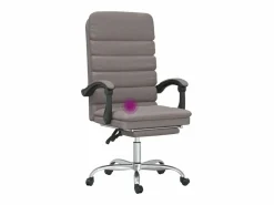 Discount Clicnbuy Silla de oficina reclinable con masaje tela gris taupé Topo