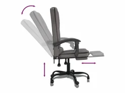 New Clicnbuy Silla de oficina reclinable masaje cuero sintético Gris