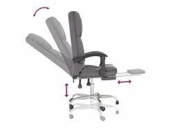 Clicnbuy Silla de oficina reclinable masaje cuero sintético