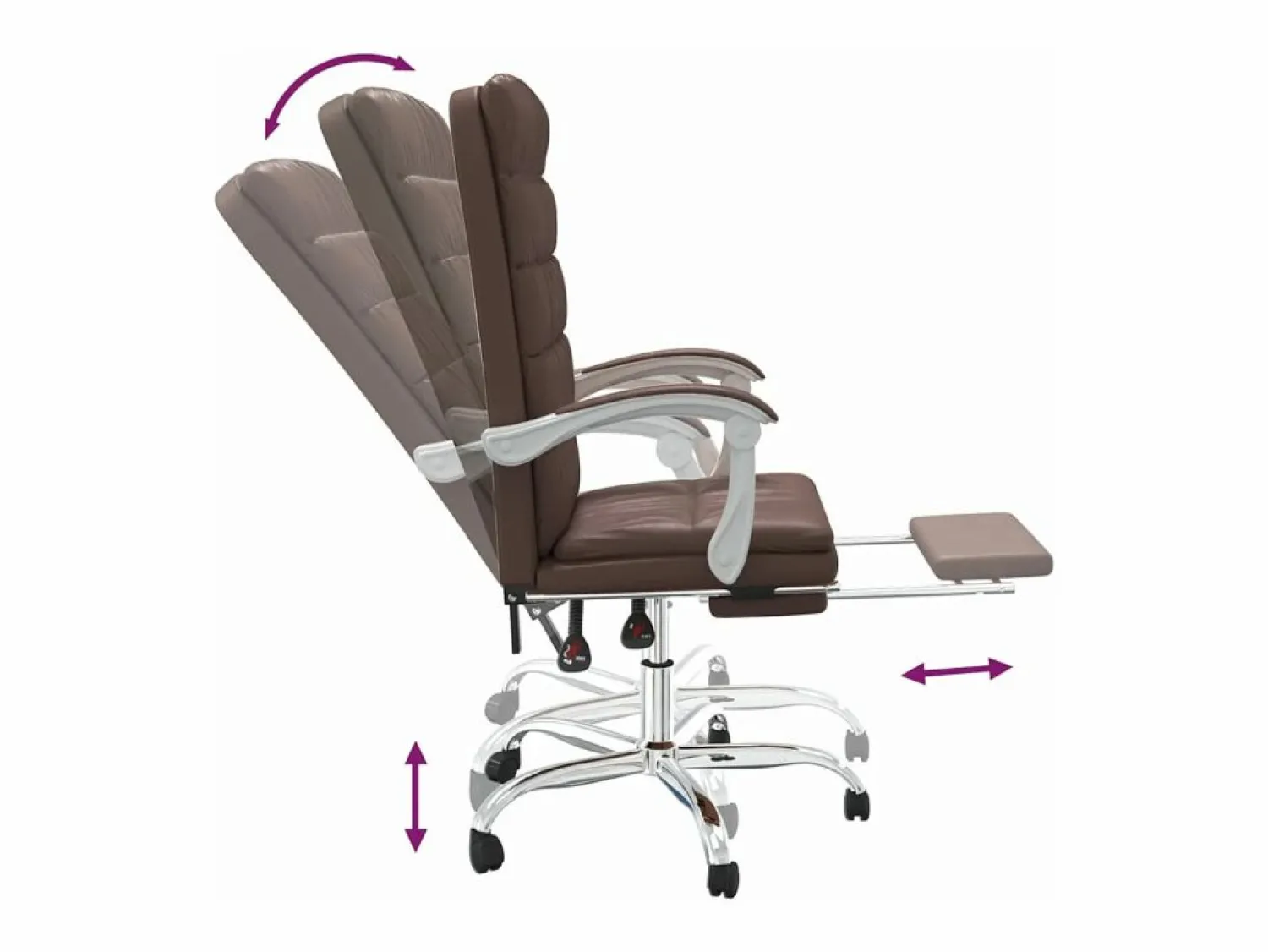 Clicnbuy Silla de oficina reclinable cuero sintético marrón
