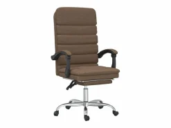 Clicnbuy Silla de oficina reclinable con masaje de tela marrón