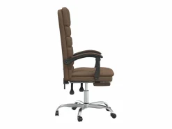 Clicnbuy Silla de oficina reclinable con masaje de tela marrón