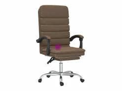 Clicnbuy Silla de oficina reclinable con masaje de tela marrón